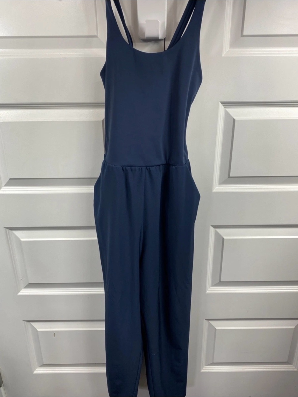 Sincerely Jules Active Romper Jumpsuit Stretch Pocket Jumper Women Blue Small